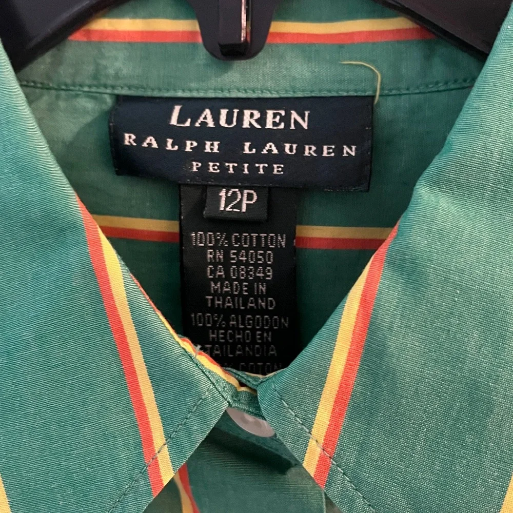 Gorgeous, Ralph Lauren Vtg Cotton, EUC Green,Orange Yellow Shirt 4 Heart Chakra. - Picture 2 of 6